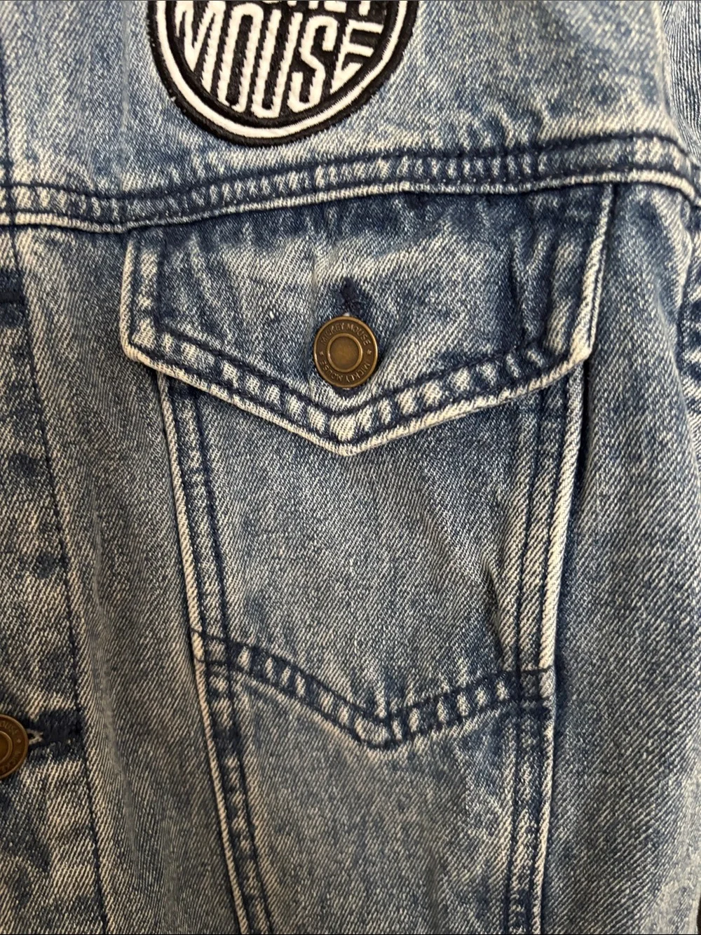 Disney Mickey Mouse Men's Light Wash Denim Jacket - Blue